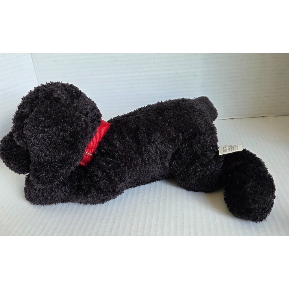 Yangjee Stuffed Plush Black Puppy Dog Red Collar Floppy Soft Beanbag 12" Vintage - Picture 6 of 12